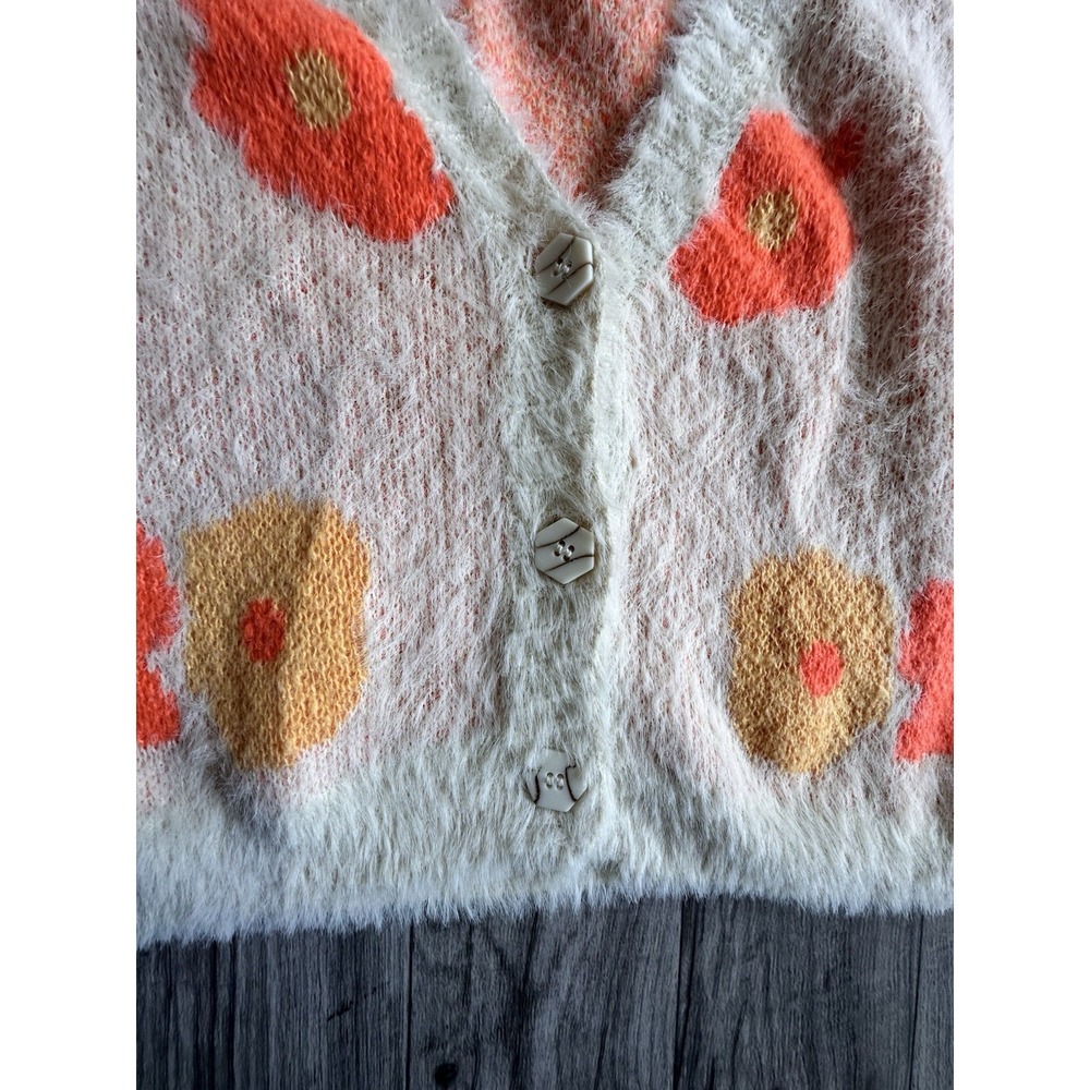 Willow + Root Floral Fuzzy Cardigan Sweater - Talla M - Boho Retro Style. - Picture 6 of 16